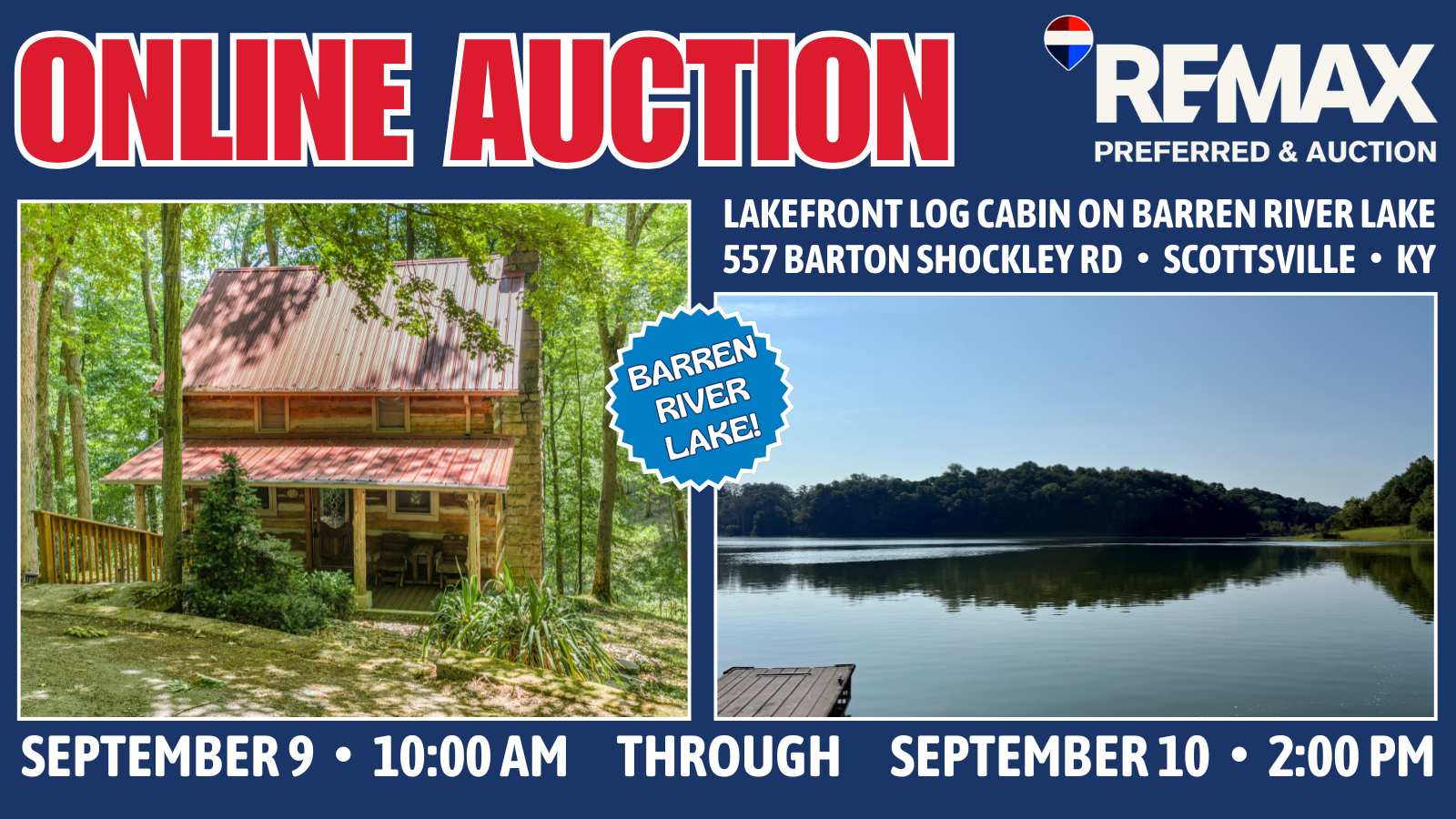 Rustic Lakefront Cabin on Private 1.11 +/- Acre Lot on Barren River Lake with Dock!
